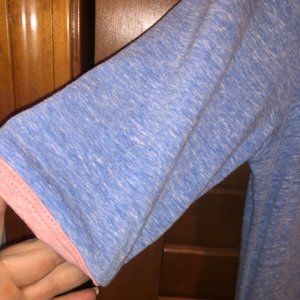 LuLaRoe Ana maxi dress, size L, heathered blue with pink details